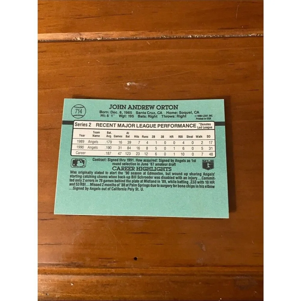 1991 Donruss Anaheim Angels Baseball Card Trading Card